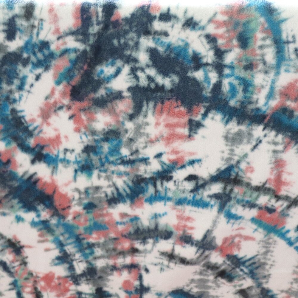Handmade Fleece Dual Layer Blanket/Throw 52" x 58" Sewn Edges. Tie-Dye Pattern